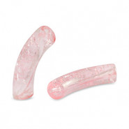 Acryl Perle Tube 33x8mm crackle Pink